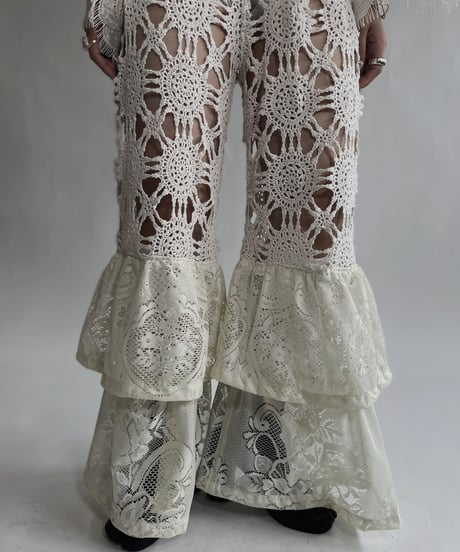 【RE;CIRCLE】 RE Crochet Lace Tiered Pants / 220526-032