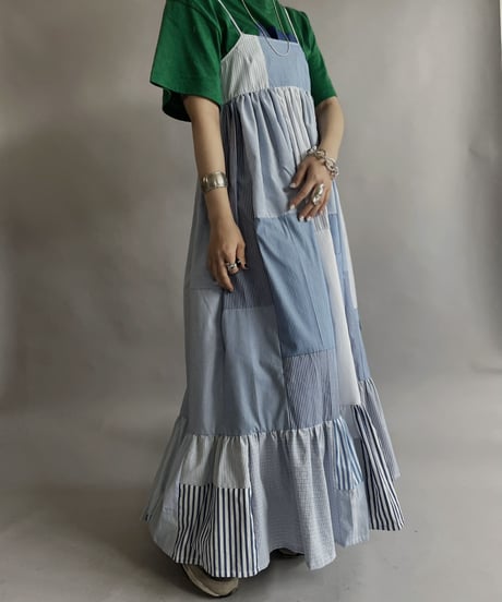 【RE;CIRCLE】 RE Patchwork Strip Shirt One-Piece / 230608-020
