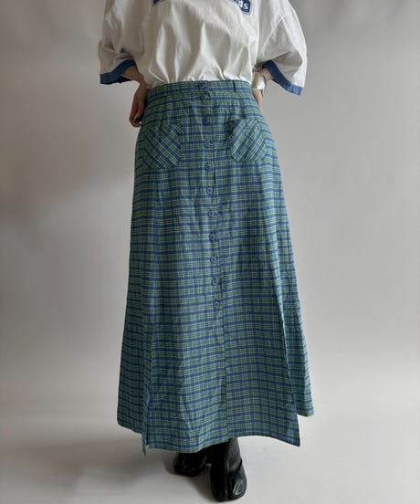 【USED】  Checked Long Skirt/250823-003