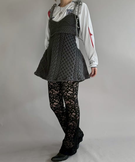 【RE;CIRCLE】 RE Aran Side Slit Camisole Mini One-Piece / Charcoal  / 251030-012