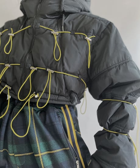 【RE;CIRCLE】 RE Draw Code Down Vest Black×Yellow / 221215-005