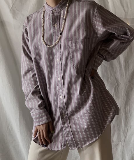 【RE;CIRCLE】 RE Stripe Band Collar Shirt③/210414-031