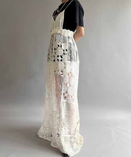 【RE;CIRCLE】RE Crochet Patch Back RBN Camisole One-Piece/250320-006