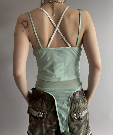 【USED】 Sheer Camisole Leotard Top / 260328-004