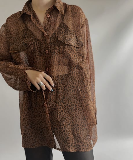 【USED】  L/S Leopard Patterned Sheer Shirt / 230907-008