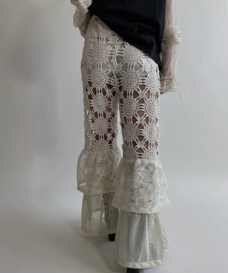 【RE;CIRCLE】 RE Crochet Lace Tiered Pants / 220427-044