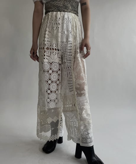 【RE;CIRCLE】 RE Crochet Lace Patchwork Pants / 220526-021