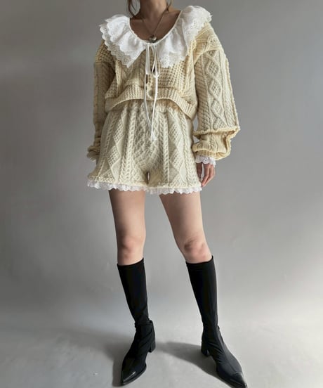【RE;CIRCLE】 RE Aran Knit Layered Shorts / Ivory / 251106-002