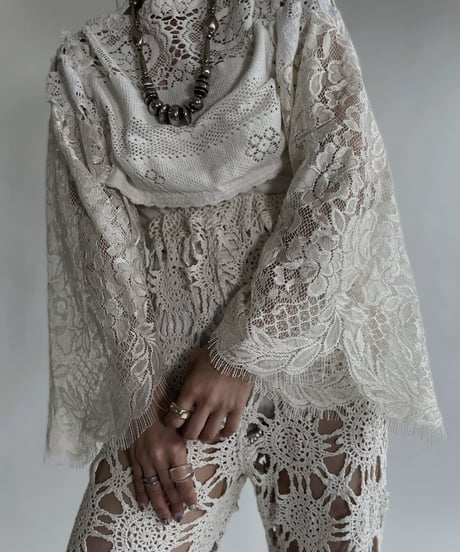 【RE;CIRCLE】 RE Crochet Lace Drawcord Top / 220526-031