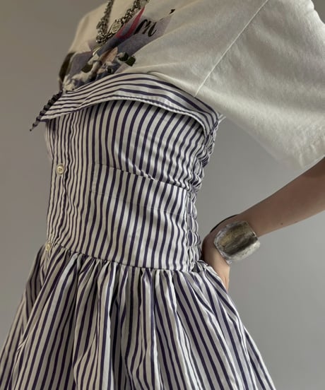 【RE;CIRCLE】  RE Stripe Shirt Mini One-Piece / 260611-006