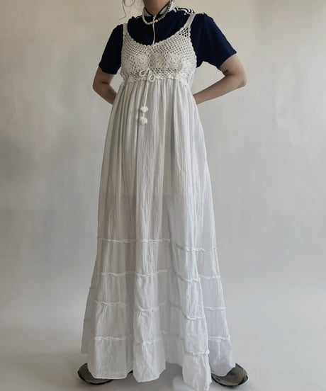 【USED】 White Cotton Camisole One-piece / 220604-004