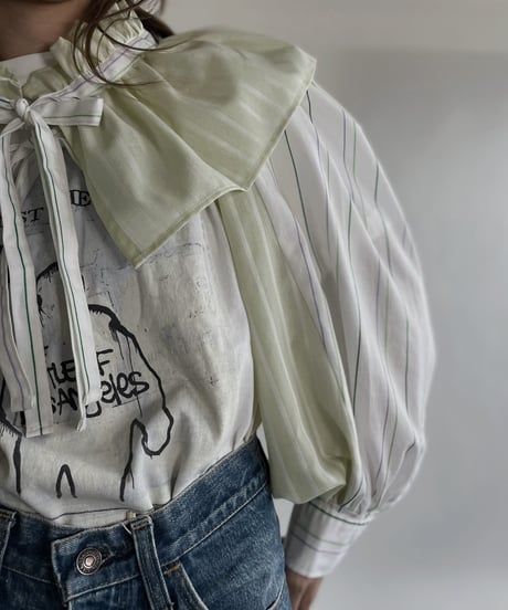 【RE;CIRCLE】 RE Striped Shirt Detachable Collar + Bolero / 220609-012