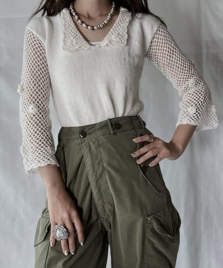 【USED】   Crochet Knit L/S Top②/210921-037