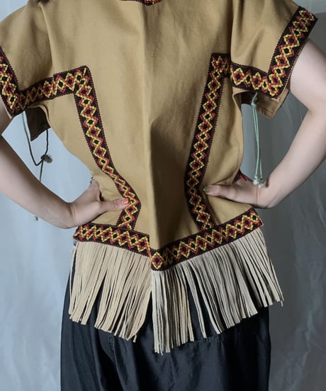 【USED】 Ethnic Fringe Poncho /210708-008