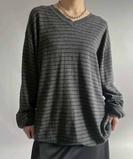 【USED】 Cotton Cashmere Border Knit / 251122-014