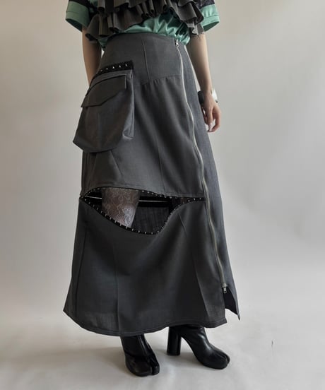 【RE;CIRCLE】 RE Suit Asymmetry Long Skirt/ 250717-003