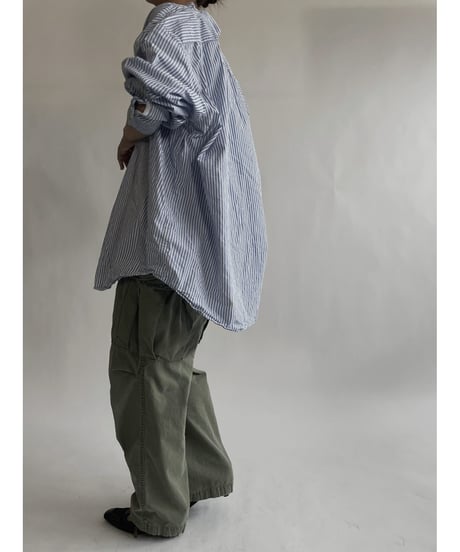 【RE;CIRCLE】 RE Collarless Striped Shirt / 220609-002