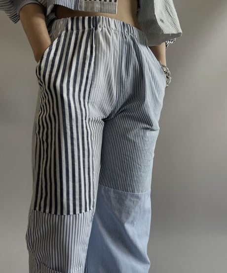 【RE;CIRCLE】 RE Patchwork Strip Pants / 240718-008