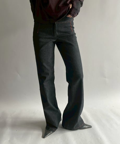 【USED】  Cop.Copine Stitch Design Stretch Flare Denim Pants / 251014-039