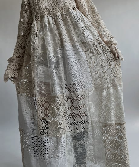 【RE;CIRCLE】 RE Crochet Lace Patchwork One-piece / 220427-040
