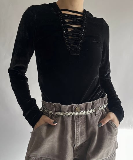 【USED】 Velour Leotard Top /241214-017