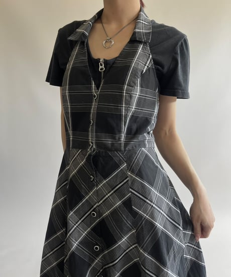 【USED】 Check Pattern Camisole Long One-Piece /250426-020