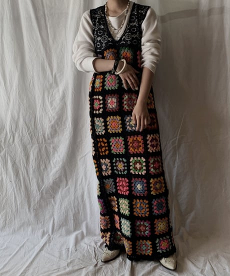 【RE;CIRCLE】 Remake Granny Knit N/S One-piece①/210331-011