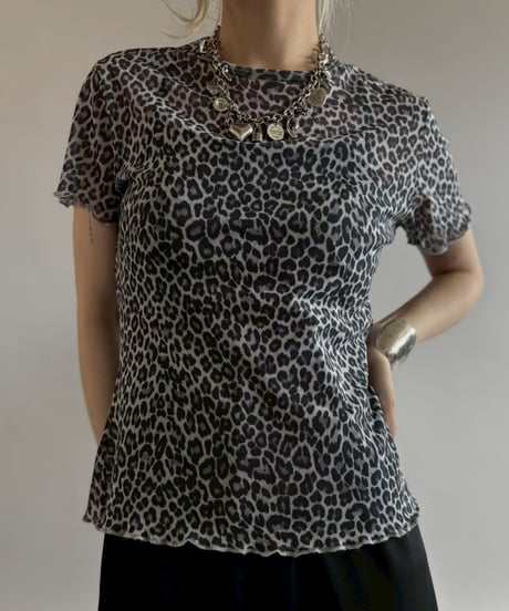 【USED】 Zebra Pattern Sheer S/S Top / 260622-023