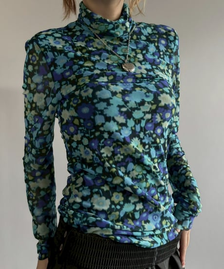 【USED】 GANNI Flower Pattern Sheer Top /251206-017