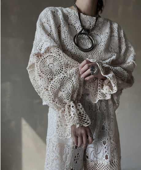 【RE;CIRCLE】 RE Crochet Patchwork L/S Top③/20220317-004