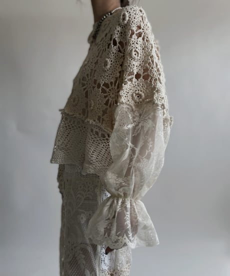 【RE;CIRCLE】 RE Crochet Lace Patchwork Tops / 220427-021