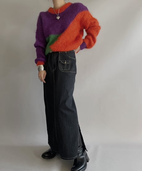 【USED】 Crazy Patterned Mohair Knit Top 231209-006
