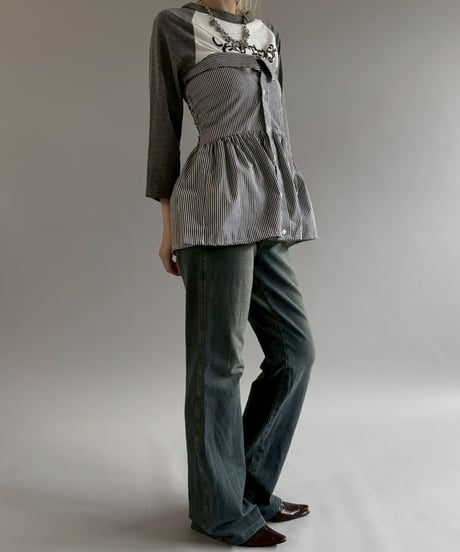 【RE;CIRCLE】  RE Stripe Shirt Mini One-Piece / 260611-010