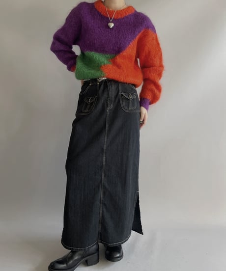 【USED】 Crazy Patterned Mohair Knit Top 231209-006