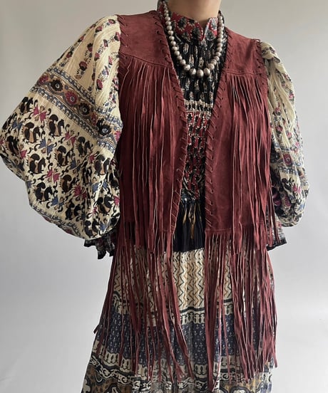【USED 】Pig Skin Fringe Vest /240912-003
