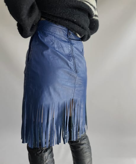 【USED】  Real Leather Fringe Skirt / 231112-011