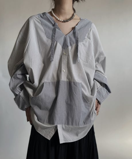 【RE;CIRCLE】 RE Stripe Shirt Mexican Hoodie / 220423-031