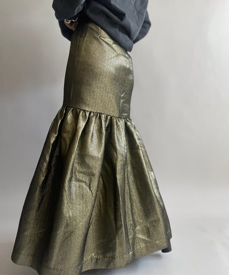 【USED】 Dead Stock BCBG MAXAZARIA Gold Lame Skirt/ 241006-011