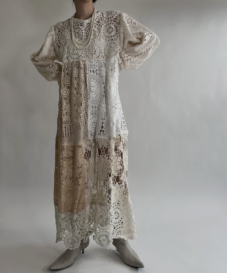 【RE;CIRCLE】 RE Crochet Lace Patchwork One-piece / 220526-010