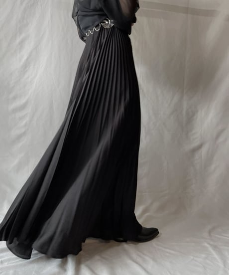 【USED】 Poly  Long Pleats Skirt③/20210819-029