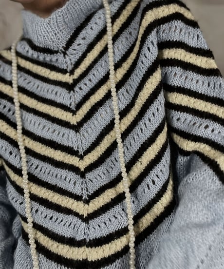 【USED】   Stripe Pattered Knit L/S Top/211216-032