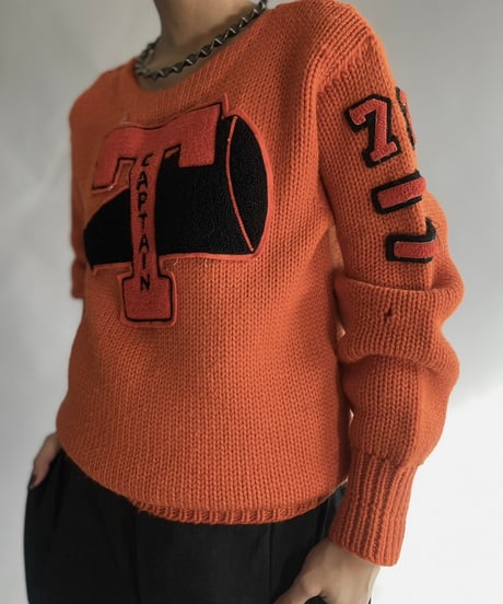 【USED】 Vintage Wool Lettered Knit Top/241130-024