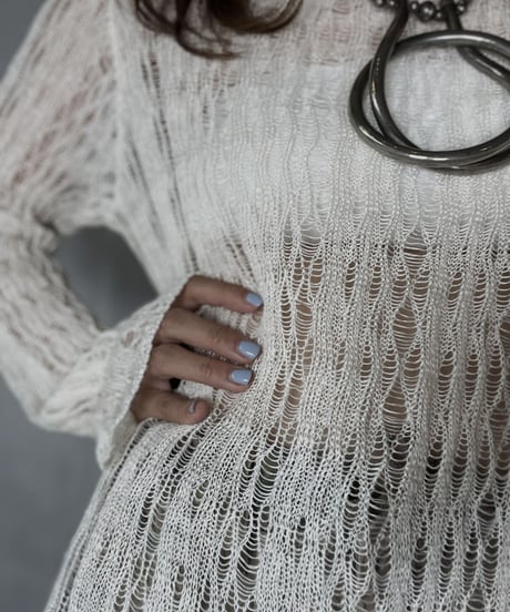 【USED】  Crochet Knit L/S Top ⑤/211014-039