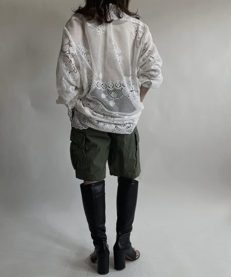【RE;CIRCLE】 RE Crochet Lace Big Shirt / 220427-006