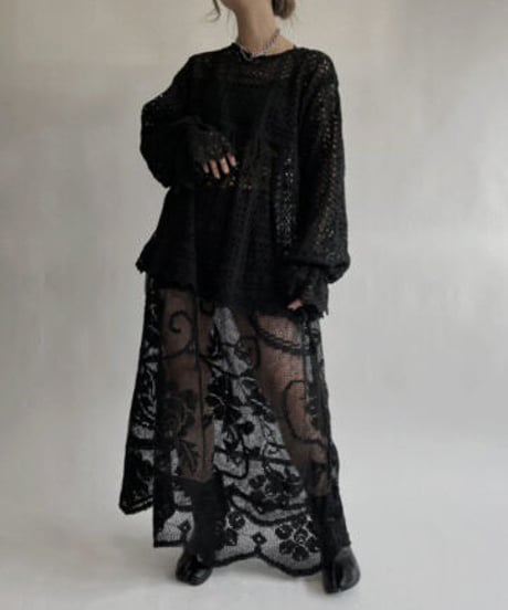 【RE;CIRCLE】 RE Crochet Black Lace One-piece / 220728-019