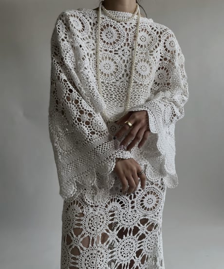 【RE;CIRCLE】 RE Crochet Lace Shirt Tops / 220427-012