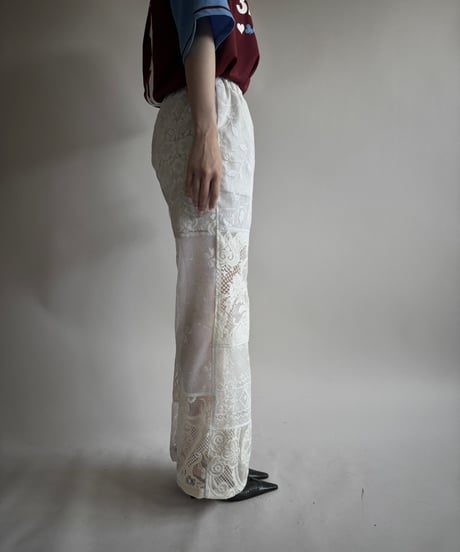 【RE;CIRCLE】 RE Crochet Lace Patch work Pants / 250731-004
