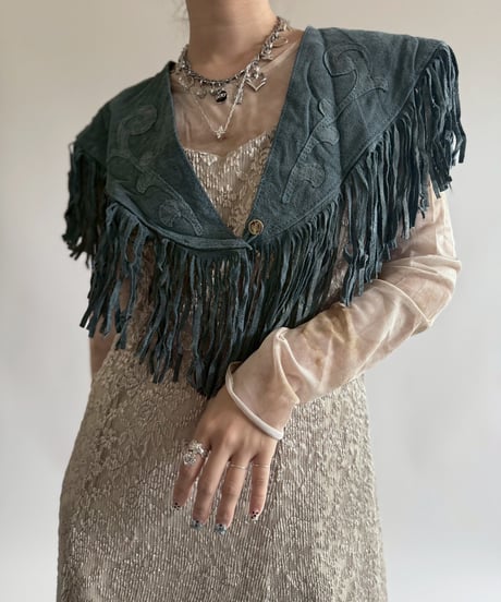 【USED】 Suede Fringe Vest  /250412-014