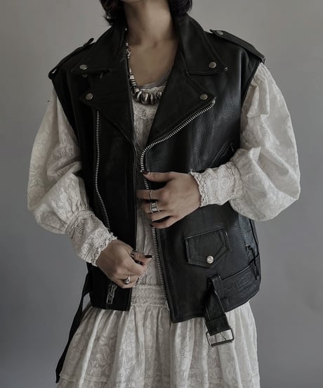 【USED】 Leather Rider's Vest /240127-004
