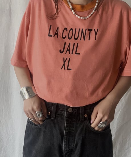 【USED】 S/S T-shirt "LACOUNTY JAIL XL"/210617-029